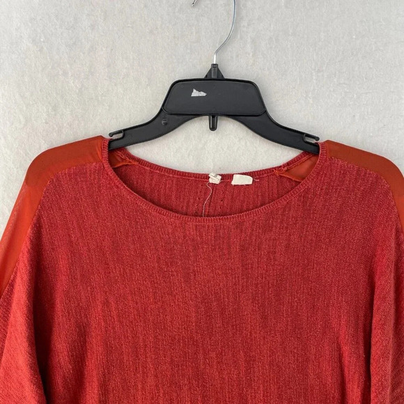 Moth Blouse Women's Sz L Red Pullover Stretch Long Sleeve Round Neck Pullover - Picture 6 of 11